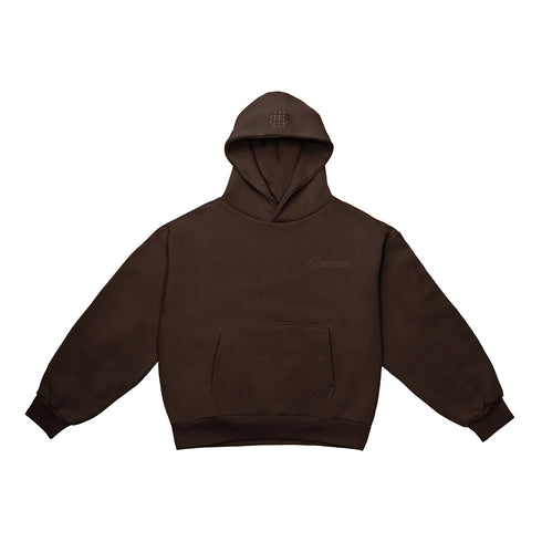 Mocha Brown Boxy Hoodie with Embroidery