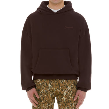 GW Mocha Brown Boxy Hoodie with Embroidery