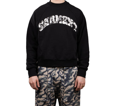 GW Chaos Black Distressed Arch Logo Crewneck