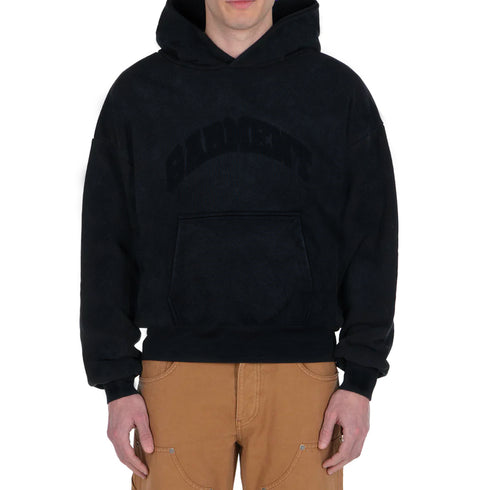 Black Washed Arc Logo Hoodie