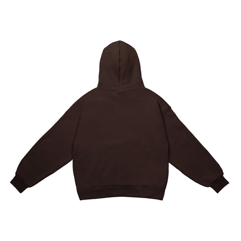 Mocha Brown Boxy Hoodie with Embroidery