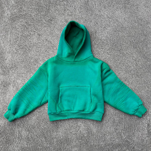 Artisanal Vintage Treatment Green Hoodie