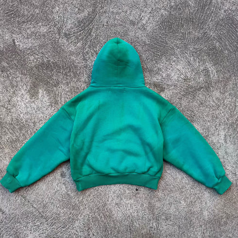 Artisanal Vintage Treatment Green Hoodie