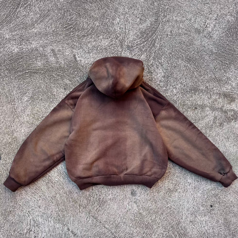 Artisanal Vintage Treatment Mocha Brown Hoodie