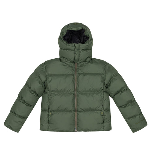 Nylon Hooded Puffer Military Green