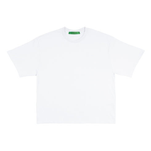 Powder White Basic Boxy Tee with Embroidery