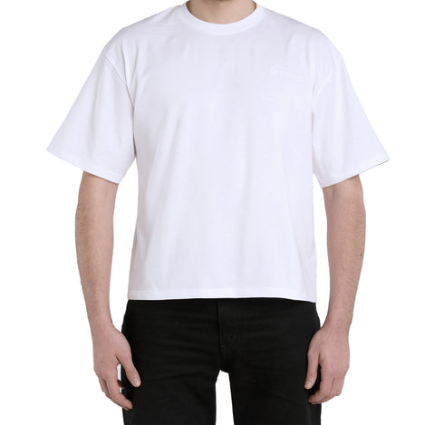Powder White Basic Boxy Tee with Embroidery