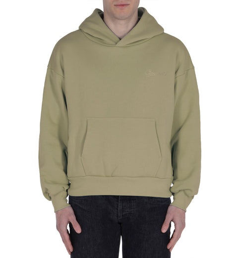 Military Green Single Layer Hoodie with Double Embroidery