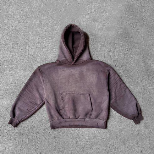 Artisanal Vintage Treatment Brown Hoodie