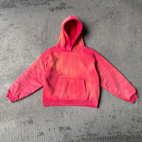 Artisanal Vintage Treatment Red Hoodie