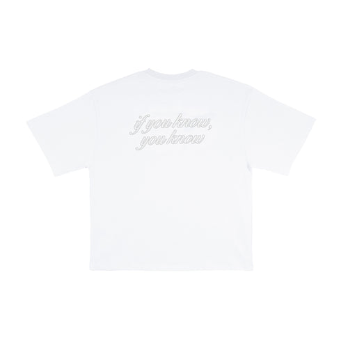 Powder White "If you know, You know" Embroidered Tee
