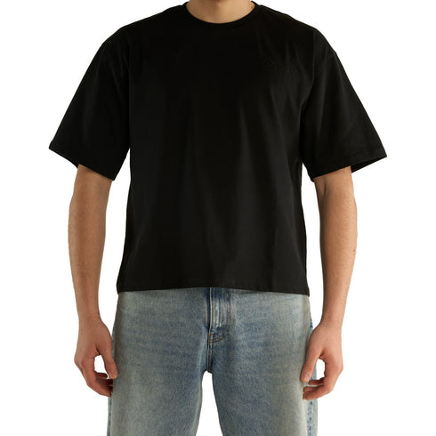 Black Basic Embroidery Boxy Tee