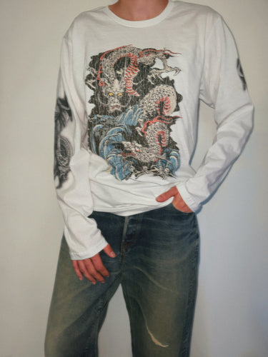 GW Ukiyo-e Dragons Cracked Graphic Long Sleeve Tee