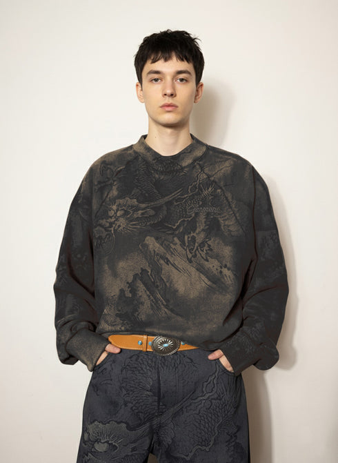 Artisanal Vintage Faded Japanese Dragon Crewneck