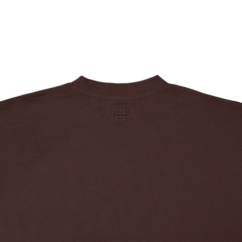 Mocha Brown Basic Boxy Tee with Embroidery