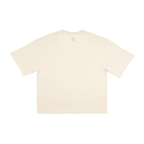 Cream Basic Boxy Tee with Embroidery