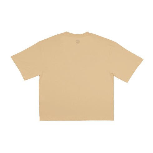 Dune Sand Basic Boxy Tee with Embroidery