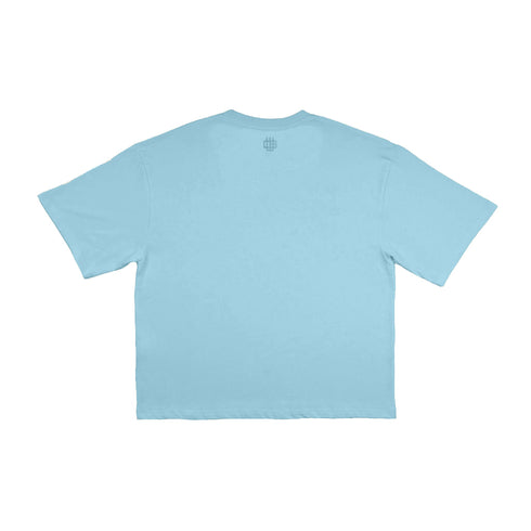 Sky Blue Basic Boxy Tee with Embroidery