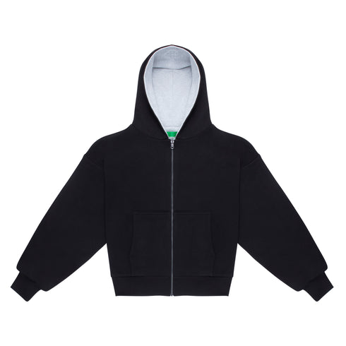 Double Layered Reversible Zip Hoodie Bicolor Chaos Black/Heather Grey