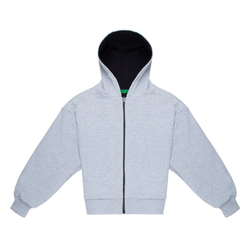 Double Layered Reversible Zip Hoodie Bicolor Chaos Black/Heather Grey