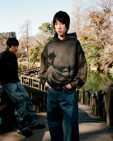 GW The Great Wave Vintage Treatment Hoodie