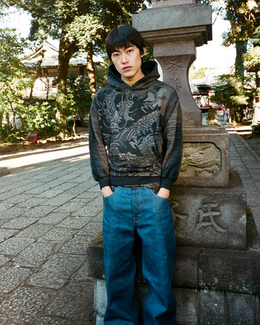 GW Ukiyo-e Japanese Dragons Vintage Treatment Hoodie