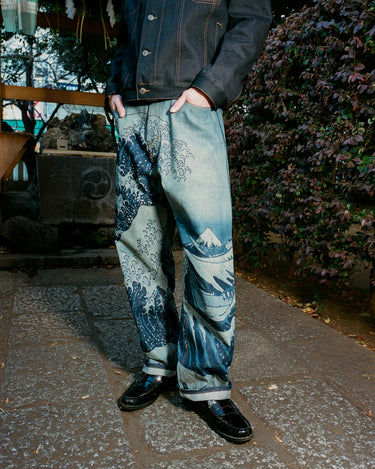 GW Great Wave Incision Japanese Selvedge Denim Fit03 Relaxed Jeans
