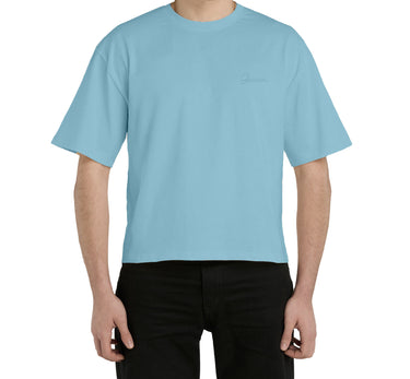 GW Sky Blue Basic Boxy Tee with Embroidery